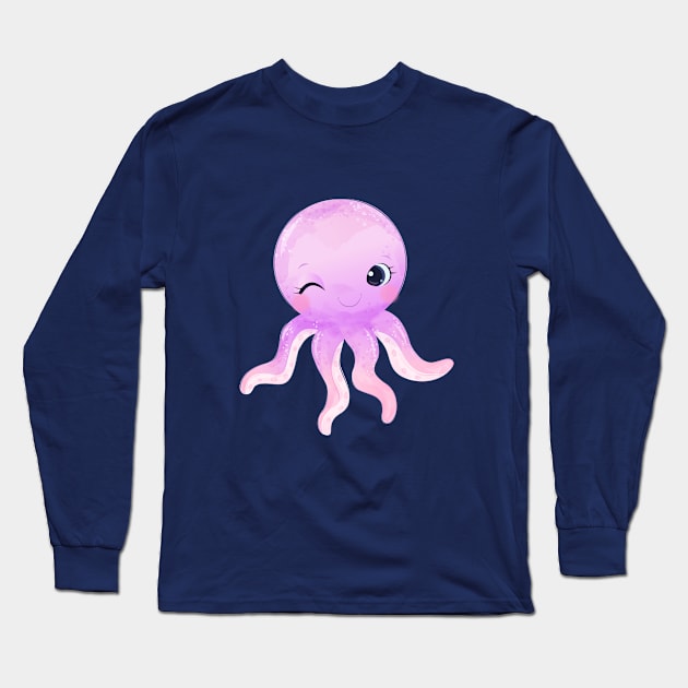 cute Octopus Long Sleeve T-Shirt by O2Graphic